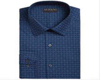 Camisa social masculina Alfani Classic Regular Fit, azul-marinho-roxo, tamanho P