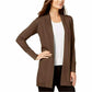 Cardigan feminino JM Collection com frente aberta, marrom, tamanho pequeno P
