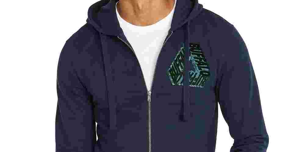 Buffalo David Bitton Fugreen Comfy Cozy Hoodie Masculino Azul Marinho Tamanho P