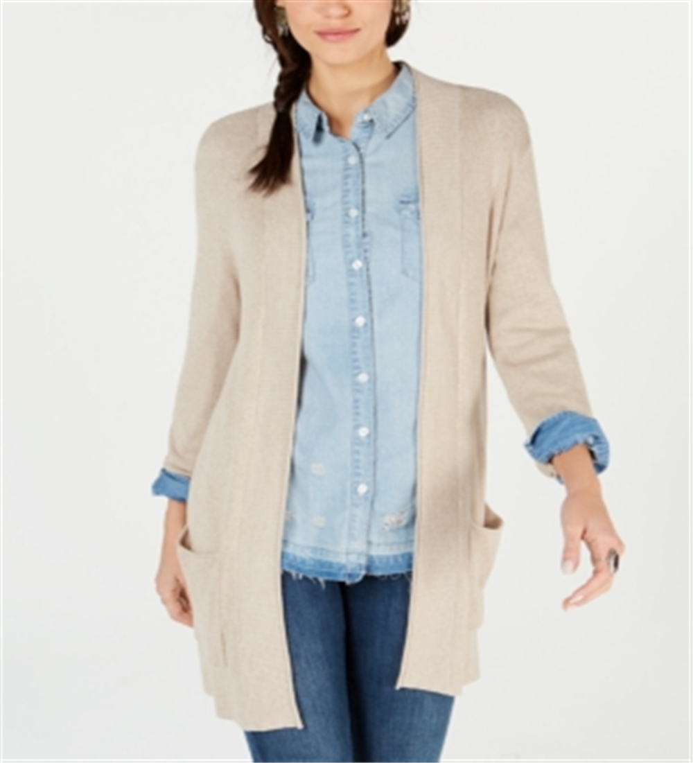 Cardigan longo térmico waffle feminino Style &amp; Co, bege, tamanho pequeno P