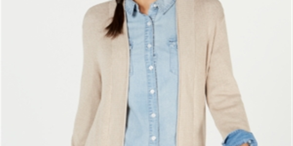 Cardigan longo térmico waffle feminino Style &amp; Co, bege, tamanho pequeno P