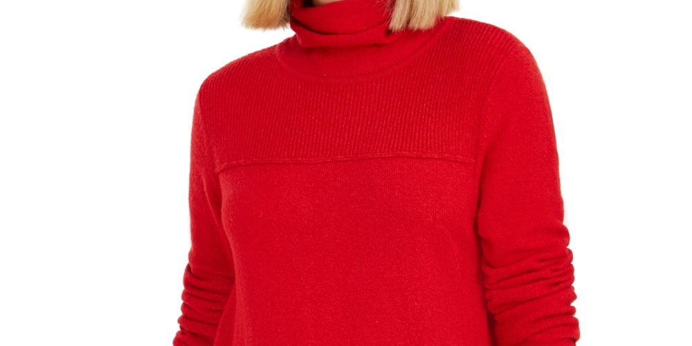 Suéter túnica feminino com costura exposta e gola simulada, tamanho X-S