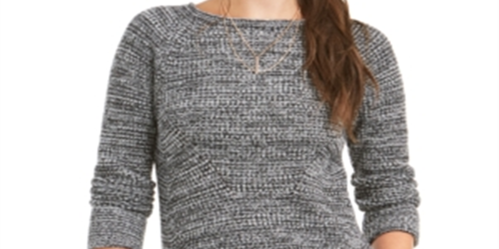 Suéter de malha mesclado feminino Style &amp; Co, preto, tamanho pequeno GG