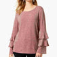Blusa feminina com mangas em camadas Style &amp; Co, vermelha, tamanho médio