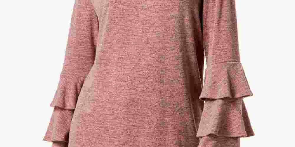 Blusa feminina com mangas em camadas Style &amp; Co, vermelha, tamanho médio