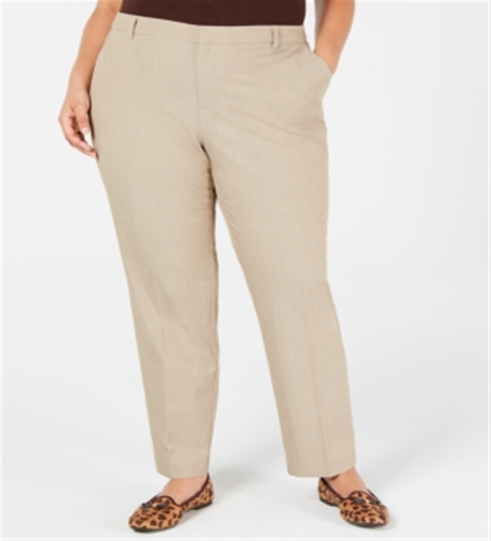 Calça feminina plus size justa no tornozelo Charter Club, cáqui, tamanho 14W