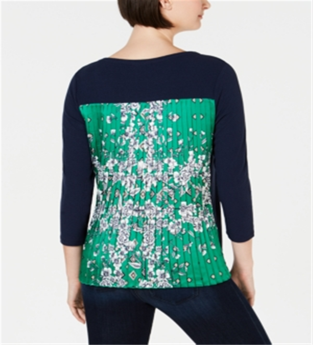 Top feminino com pregas nas costas, azul, tamanho pequeno GG