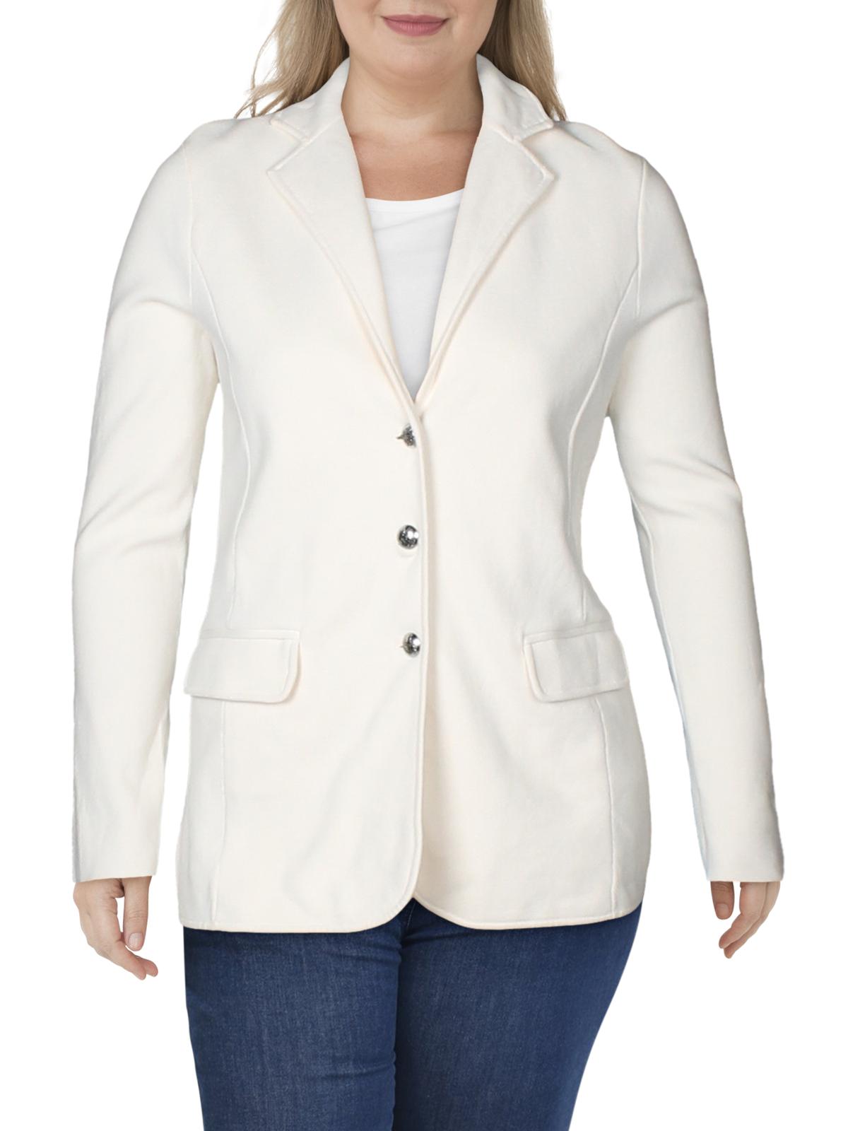 Ralph Lauren Blazer de malha slim fit feminino, tamanho GG, marfim