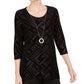 JM Collection Blusa de veludo feminina preta tamanho pequeno
