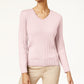 Karen Scott Suéter Feminino de Tricô Liso com Gola V Rosa Tamanho X-G