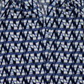 Top feminino estampado com decote em V, azul, tamanho médio