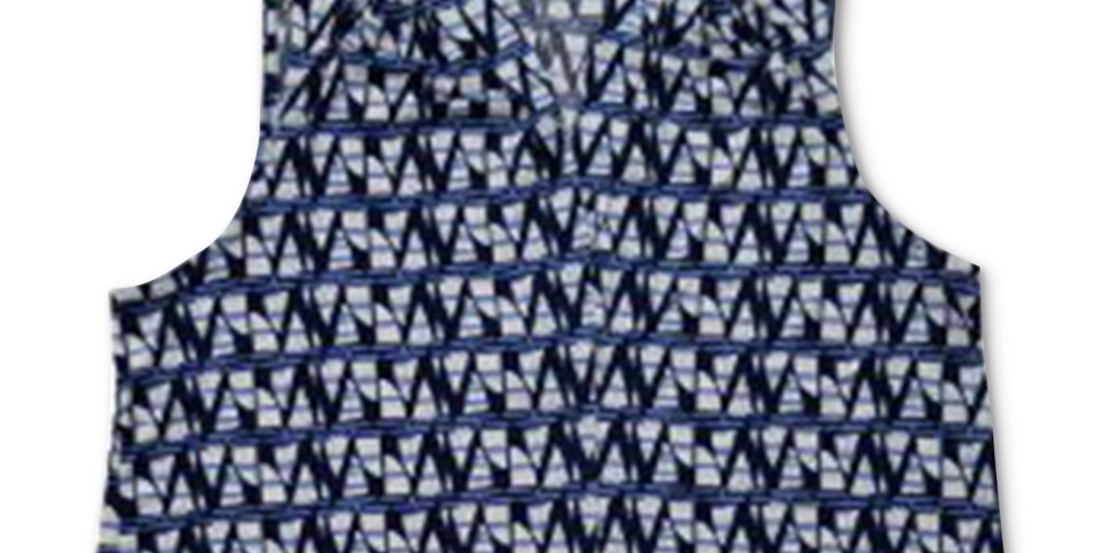 Top feminino estampado com decote em V, azul, tamanho médio