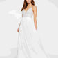 Vestido de festa de formatura com corpete de contas e chiffon branco tamanho 11