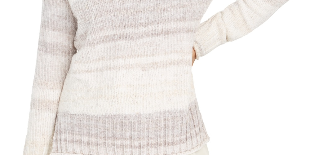 Suéter tingido espacial de chenille feminino Style &amp; Co, branco, tamanho X-S