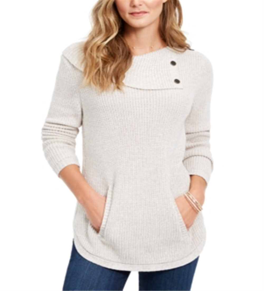 Suéter feminino com gola envelope Style &amp; Co, tamanho PP, creme