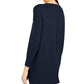 Suéter túnica feminino estilo &amp; co com costura frontal, manga comprida, gola canoa, azul, tamanho pequeno, extragrande