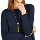 Suéter túnica feminino estilo &amp; co com costura frontal, manga comprida, gola canoa, azul, tamanho pequeno, extragrande