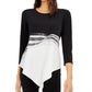 Blusa Alfani Feminina Assimétrica Stretch Preta Tamanho P