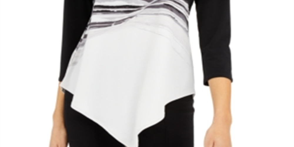 Blusa Alfani Feminina Assimétrica Stretch Preta Tamanho P