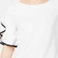 Blusa feminina John Paul Richard com mangas franzidas e babados, tamanho pequeno, branca, XS