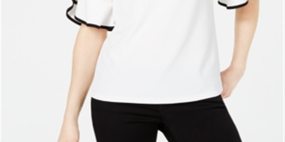 Blusa feminina John Paul Richard com mangas franzidas e babados, tamanho pequeno, branca, XS