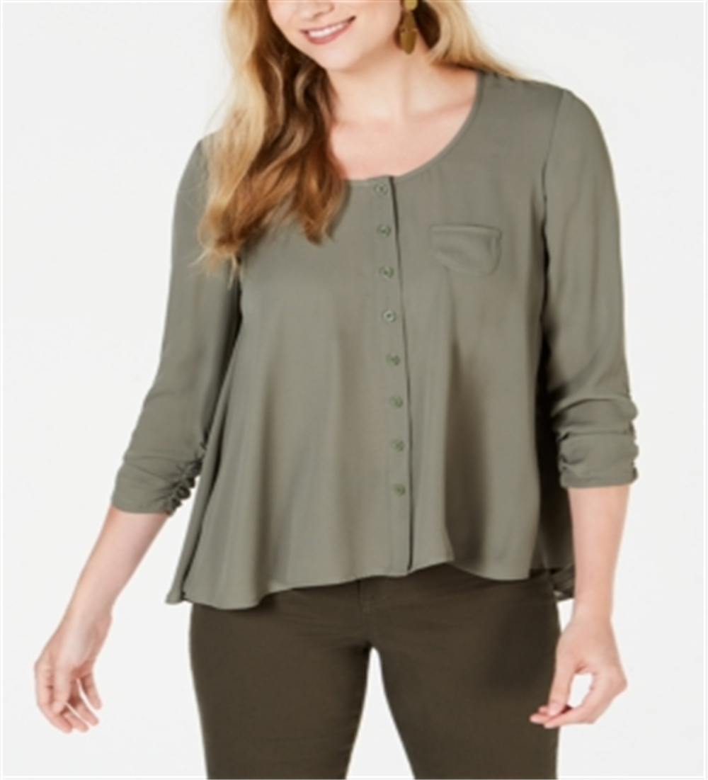 Blusa feminina estilo swing verde oliva tamanho pequeno M