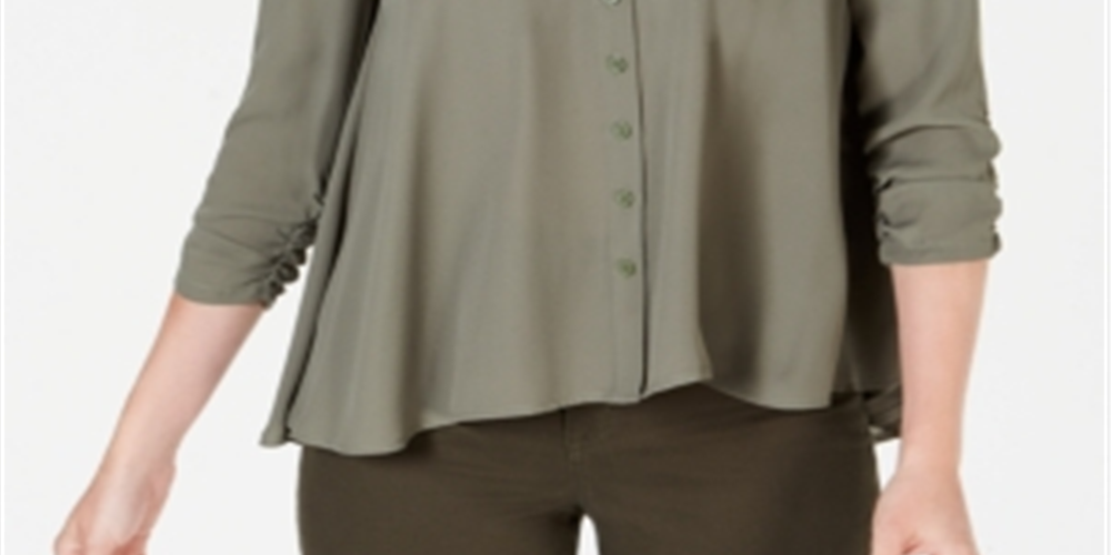 Blusa feminina estilo swing verde oliva tamanho pequeno M