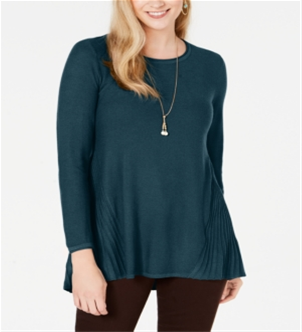 Suéter plissado alto e baixo feminino Style &amp; Co, cor couve escura, tamanho pequeno G