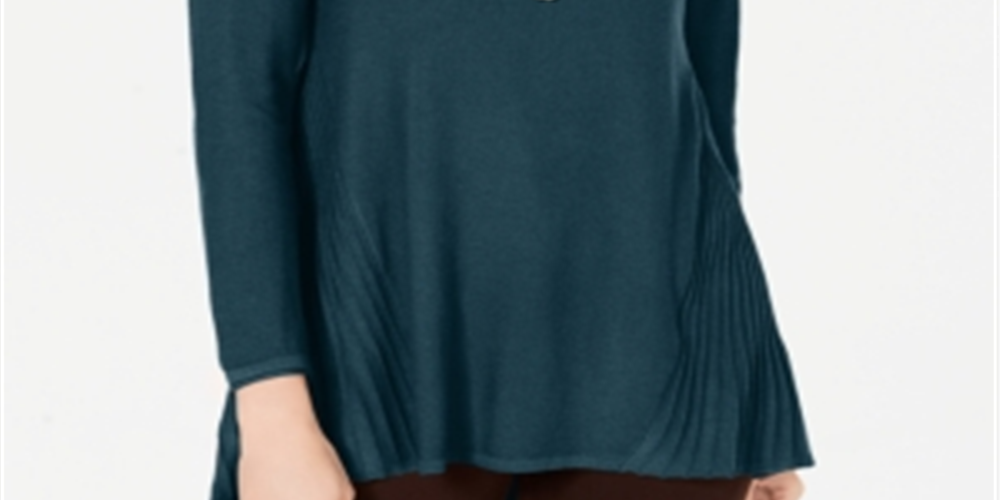 Suéter plissado alto e baixo feminino Style &amp; Co, cor couve escura, tamanho pequeno G