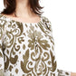 Blusa feminina estampada estilo camponês, INC International Concepts, marrom brilhante, tamanho pequeno