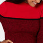 Karen Scott Suéter Feminino de Algodão com Gola Careca e Canelado, Vermelho Brilhante, Tamanho X-G