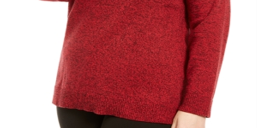Karen Scott Suéter Feminino Plus com Acabamento Canelado e Marrom, Vermelho, Tamanho 0X