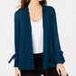 Cardigan Alfani Feminino Manga Amarrada Azul Tamanho Grande