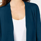 Cardigan Alfani Feminino Manga Amarrada Azul Tamanho Grande