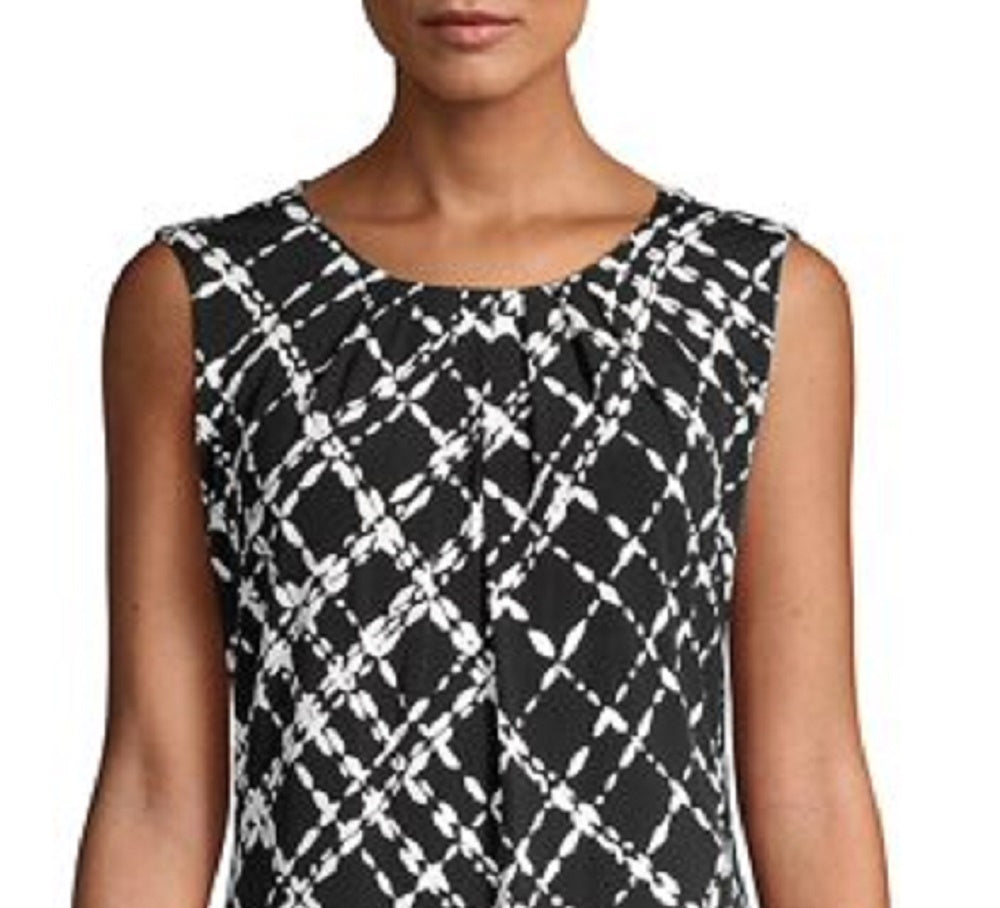 Blusa Calvin Klein Feminina Estampada Gola Plissada Cinza Tamanho P