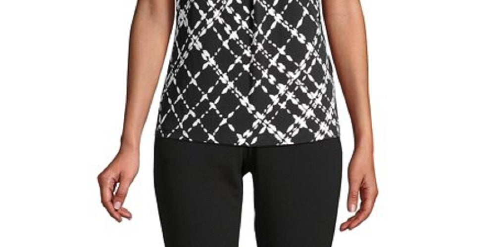 Blusa Calvin Klein Feminina Estampada Gola Plissada Cinza Tamanho P