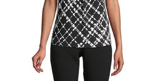 Blusa Calvin Klein Feminina Estampada Gola Plissada Cinza Tamanho P