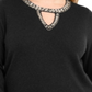 Suéter plus size com decote em V e botões da INC International Concepts para mulheres, preto, tamanho -0X
