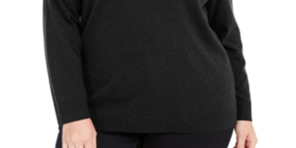 Suéter plus size com decote em V e botões da INC International Concepts para mulheres, preto, tamanho -0X