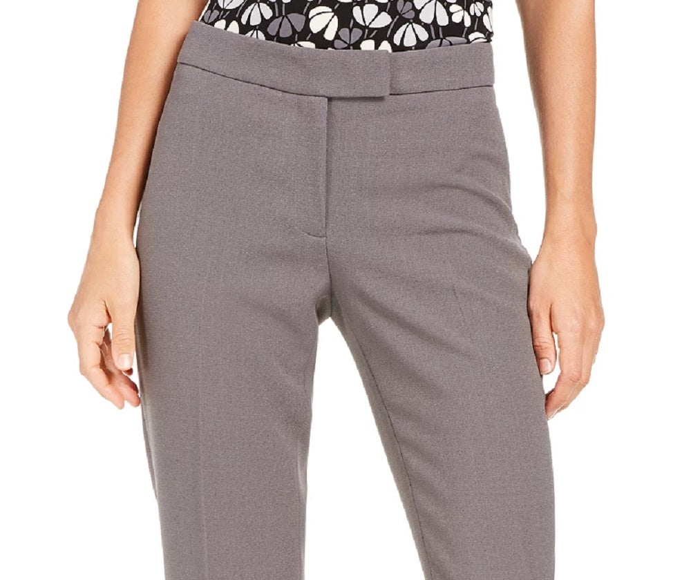 Calça feminina Anne Klein Slim Fit com frente lisa, cinza, tamanho 12
