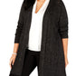 Karen Scott Cardigan Feminino Plus Marled Frente Aberta Preto Cinza Tamanho 3X
