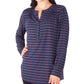 Top Henley estampado feminino Petite Collection NY, azul marinho, tamanho médio