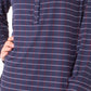 Top Henley estampado feminino Petite Collection NY, azul marinho, tamanho médio