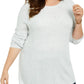 Karen Scott Suéter Feminino Plus Curvo Bainha Confetti Salpicado Branco Tamanho 0X