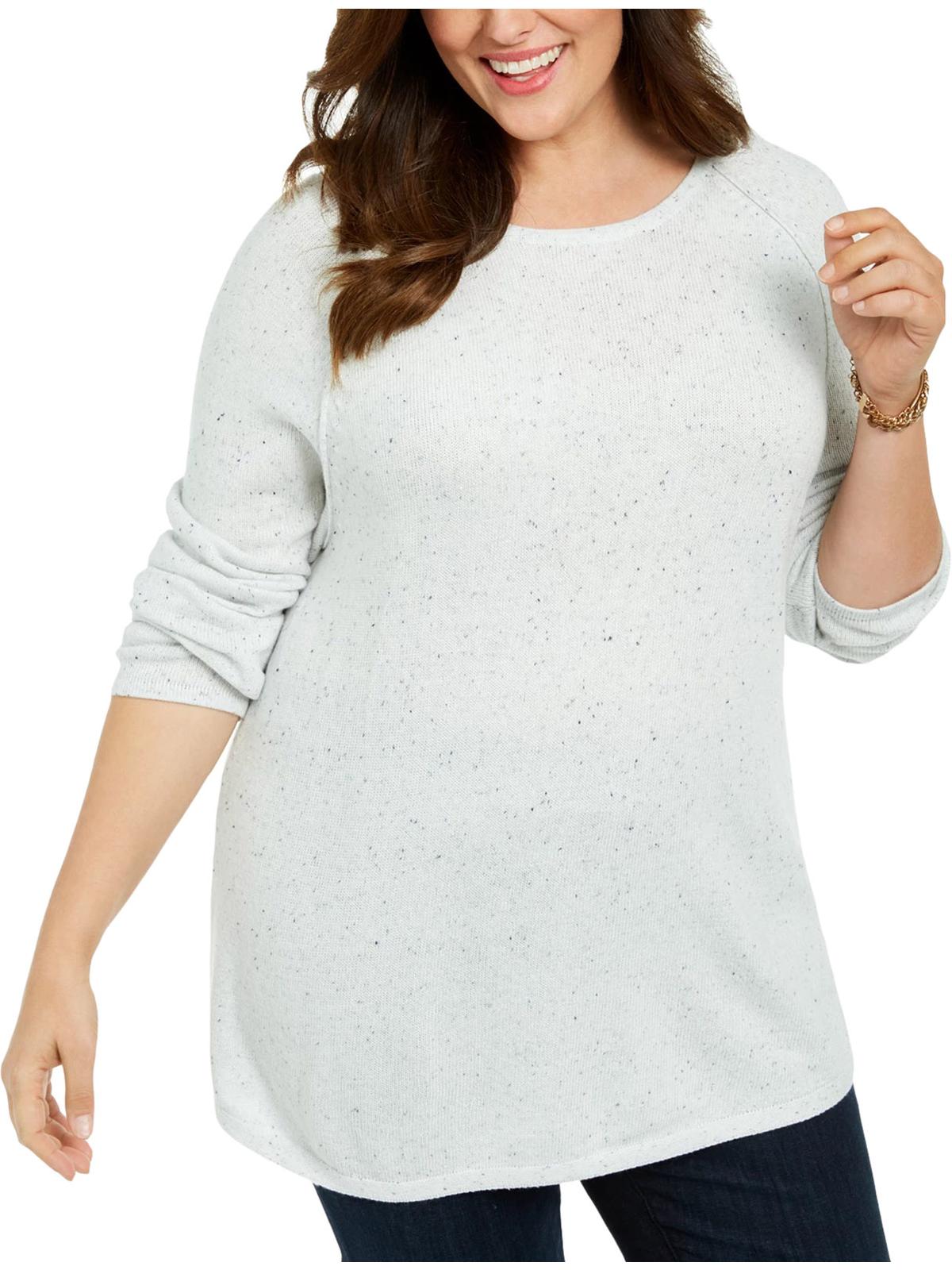 Karen Scott Suéter Feminino Plus Curvo Bainha Confetti Salpicado Branco Tamanho 0X