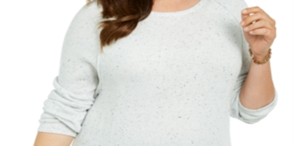 Karen Scott Suéter Feminino Plus Curvo Bainha Confetti Salpicado Branco Tamanho 0X