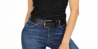 Blusa feminina Bar III com decote em V profundo e franzido, preta, tamanho X-S