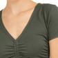 Camiseta feminina de malha franzida Bar III - Verde, tamanho P