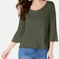 Blusa feminina estilo &amp; co com manga sino e acabamento em crochê, verde, tamanho pequeno M