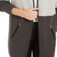 Cardigan feminino com estampa de bloco de cores e manga comprida aberta, camiseta cinza, tamanho pequeno e pequeno